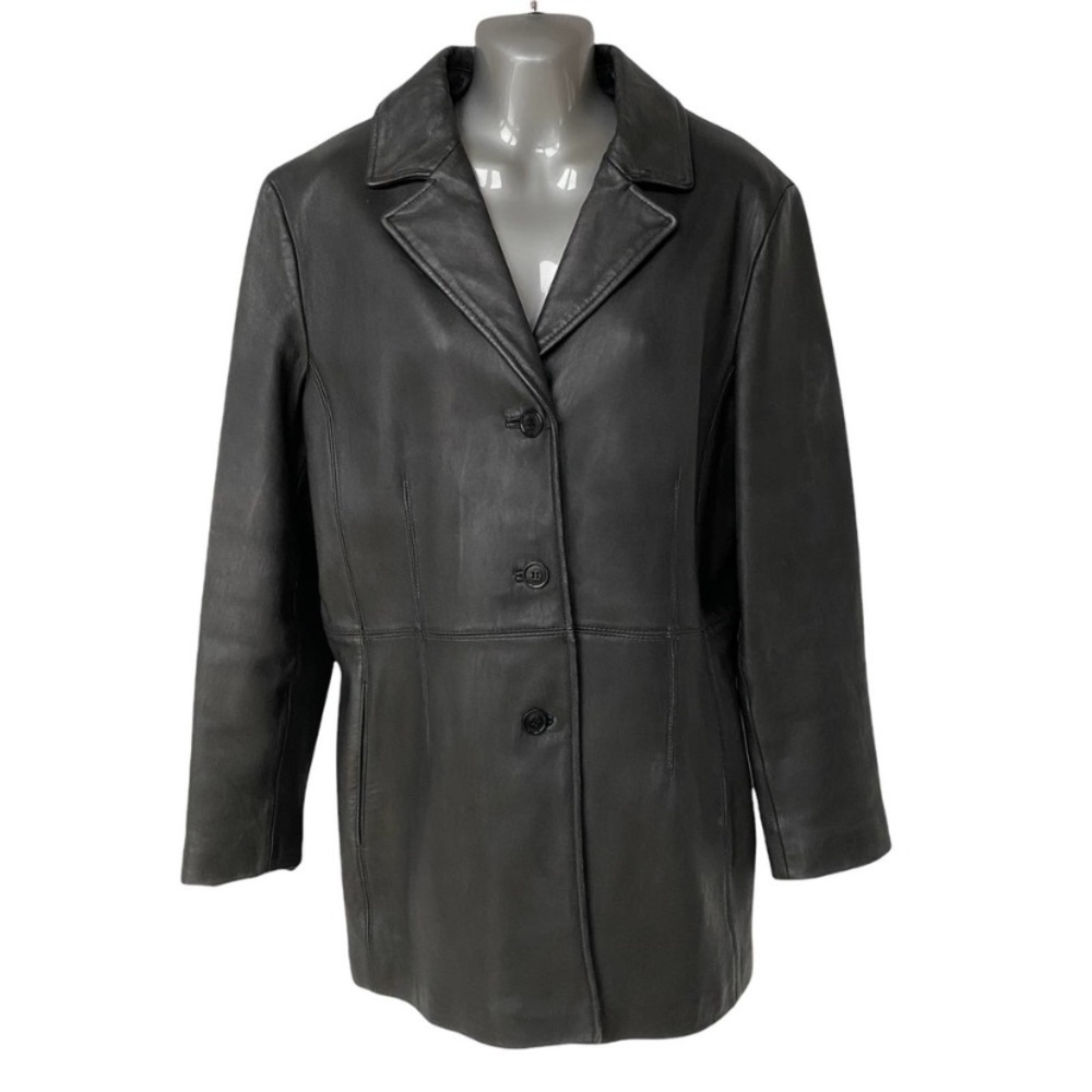 Vintage Colebrook Leather Blazer Black Coat Retro Jacket Women's Size Large